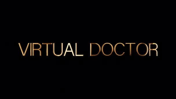 Pętla Virtual Doctor Złoty Tekst Efekt Połysk Ilustracja Czarnym Tle — Wideo stockowe