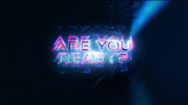 Soyut pembe metin, sinematik karavan başlığı, bilimkurgu, fütüristik, başlık konsepti, arka plan, hazır mısınız? 4K 3D kusursuz döngü bilim fütüristik teknoloji videosu 