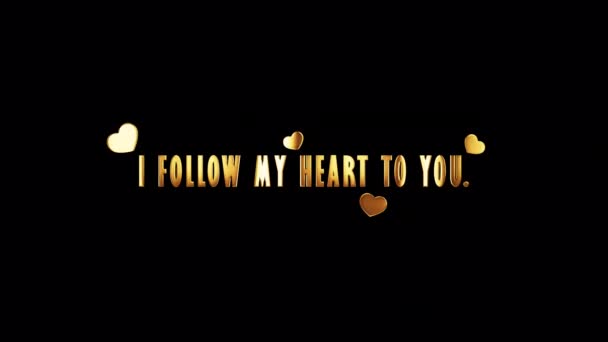 Loop Follow Heart You Brilho Texto Dourado Com Efeito Luz — Vídeo de Stock