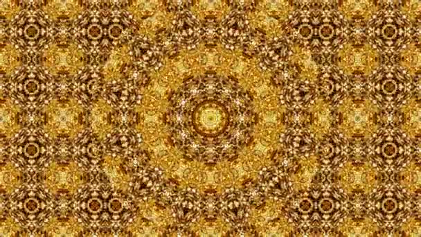 Looping Symmetrische Gold Kaleidoskop Mandala Muster Abstrakte Endlose Bewegung Design — Stockvideo