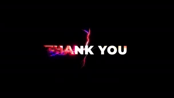 Obrigado Brilho Neon Rosa Abstract Lightning Glitch Animação Texto Sobre — Vídeo de Stock