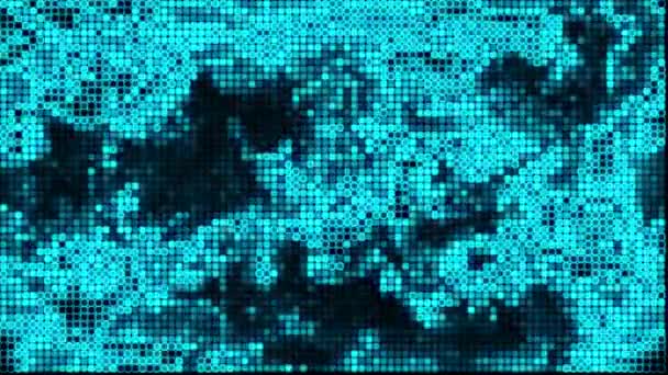 Renderizado Abstracto Tecnología Digital Resplandor Línea Rejilla Azul Distorsionar Mosaico — Vídeos de Stock