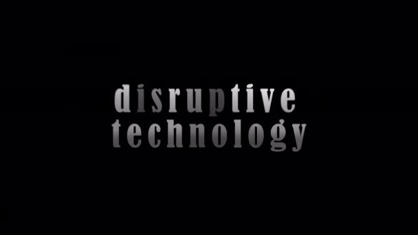 Distruptive Technology Titolo Argento Con Animazione Effetto Sfondo Astratto Nero — Video Stock