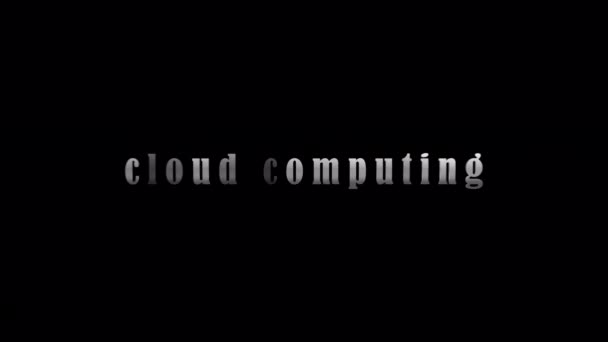 Cloud Computing Srebrny Tytuł Tekstowy Animacją Efektu Czarnym Abstrakcyjnym Tle — Wideo stockowe