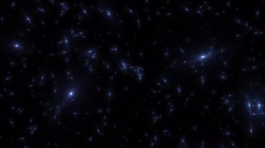 Soyut döngü mavi yıldızlar parlıyor toz parçacıkları siyah arkaplan üzerinde akış desenli animasyon. Alfa kanalı Quicktime Prores 444 ile izole edildi.