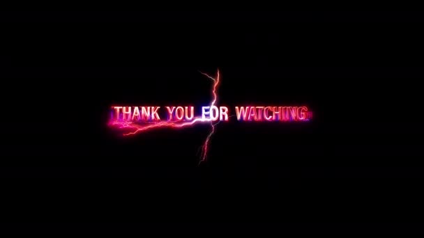 Dziękujemy Oglądanie Blask Różowy Neon Abstrakcyjny Piorun Usterka Tekst Animacja — Wideo stockowe