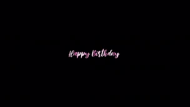Happy Birthday Pink Text Heart Explosion Black Abstract Element Background — Stock Video