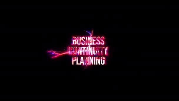 Business Continuity Pianificazione Bagliore Rosa Neon Astratto Glitch Fulmine Testo — Video Stock