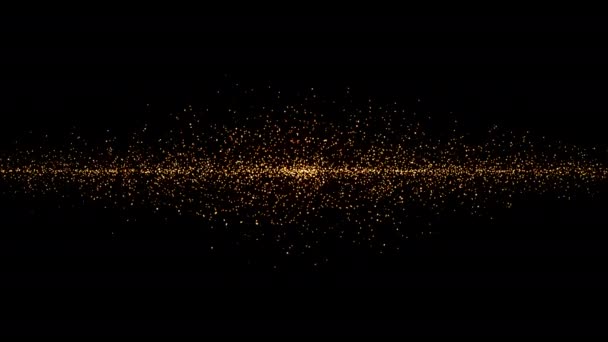 Abstrakt Sömlös Loop Animation Glöd Guldpartiklar Gnista Svart Bakgrund Kaotisk — Stockvideo