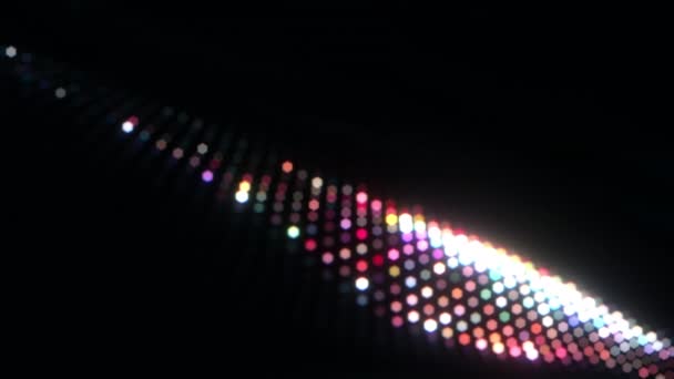 Abstrakte Schleife Leuchten Bunte Sechseck Bokeh Teilchen Wellenfluss Für Futuristische — Stockvideo