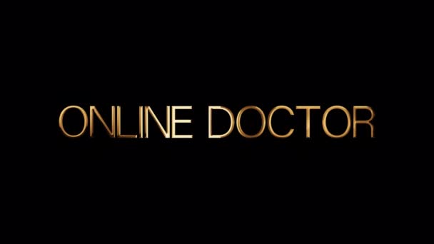Loop Online Doctor Золотий Текст Сяє Світловою Назвою Руху Чорному — стокове відео