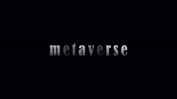 Metaverse Silver Text Title Effect Animation Black Abstract Background Aislado — Vídeos de Stock