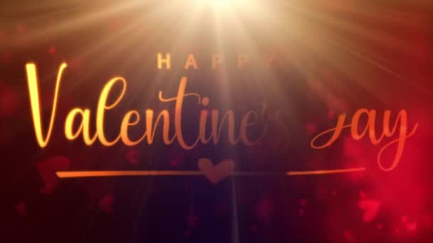 Animación Feliz Día San Valentín Texto Dorado Con Corazones Rojos — Vídeos de Stock