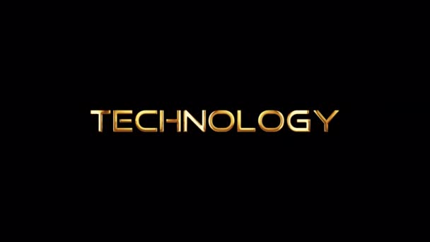 Tekst Słowa Pętla Technologii Złotym Efektem Połysku Czarnym Abstrakcyjnym Tle — Wideo stockowe