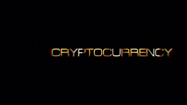 Crypto Currency Golden Text Glitch Effekt Isoliert Mit Alpha Kanal — Stockvideo