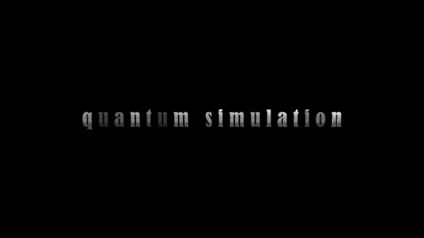 Texto Prata Quantum Simulation Com Animação Efeito Fundo Abstrato Preto — Vídeo de Stock