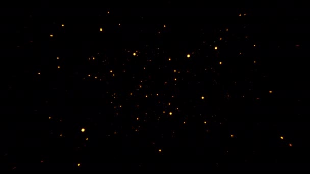 美丽的环路在黑色的抽象背景上闪烁着坠落的金星粒子 — 图库视频影像
