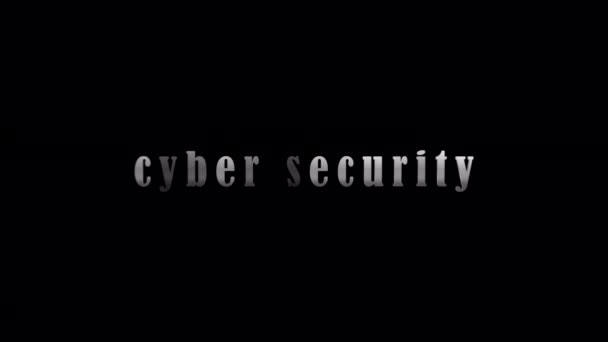Testo Argento Cyber Security Con Animazione Effetto Sfondo Astratto Nero — Video Stock