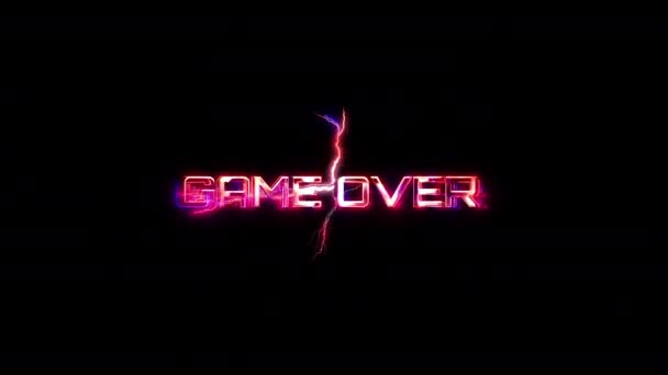 Game Glow Pink Neon Abstract Lightning Glitch Text Animation Black — Stock Video