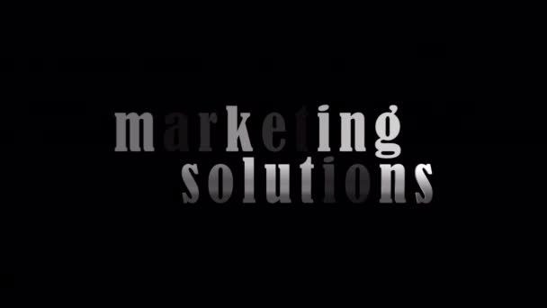 Marketing Solution Silberner Text Mit Effektanimation Auf Schwarzem Abstrakten Hintergrund — Stockvideo