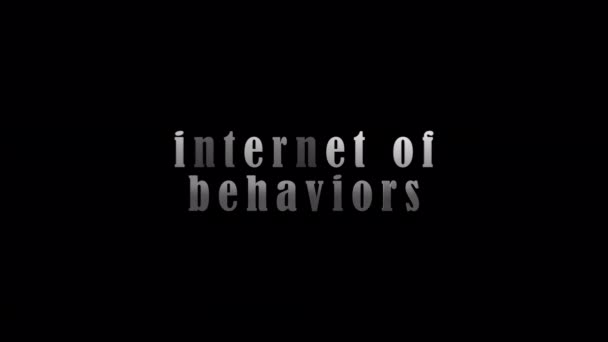Internet Behaviors Zilveren Tekst Met Effect Animatie Zwarte Abstracte Achtergrond — Stockvideo