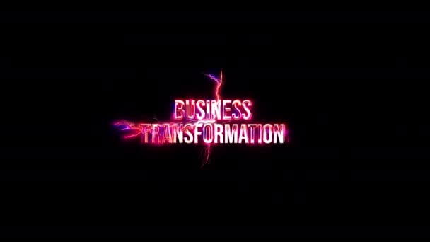 Trasformazione Aziendale Bagliore Rosa Neon Astratto Fulmine Glitch Testo Animazione — Video Stock