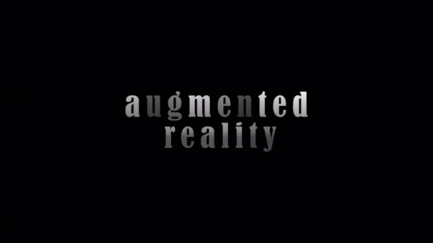 Augmented Reality Zilveren Tekst Met Effect Animatie Zwarte Abstracte Achtergrond — Stockvideo
