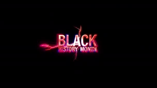 Zwarte Geschiedenis Maand Gloeien Roze Neon Abstract Bliksem Glitch Tekst — Stockvideo