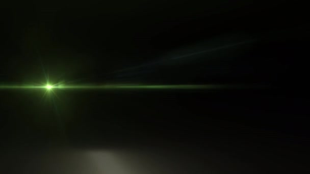 Abstrakt Flimrande Grön Stjärna Optisk Lins Facklor Ljus Animation Flyttar — Stockvideo