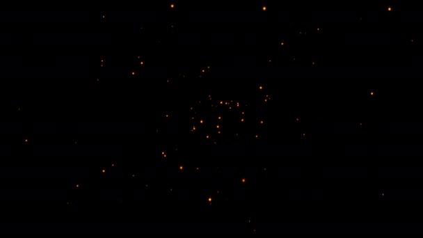 Abstrakt Loop Animation Glöd Orange Röd Damm Partiklar Flyter Svart — Stockvideo