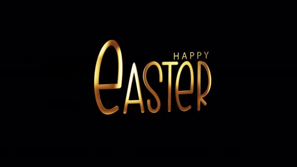 Happy Easter Gold Text Shine Light Motion Cinematic Title Black — Vídeo de Stock
