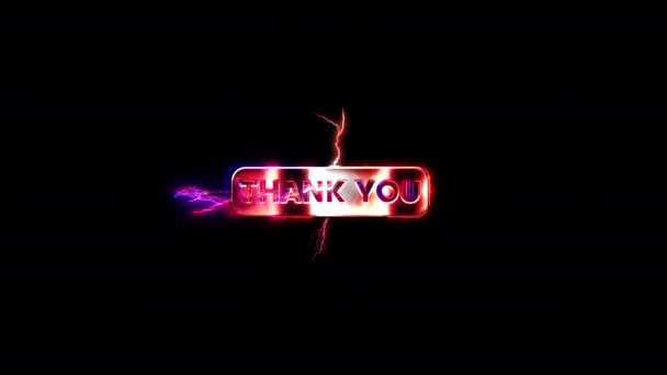 Thank You Pink Neon Abstract Lightning Glitch Text Animation Black — Stock Video