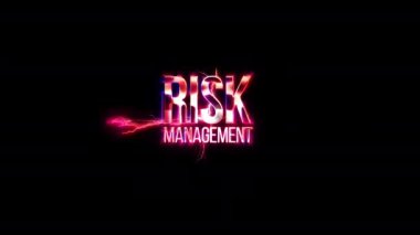 Risk Yönetimi pembe neon soyut yıldırım arızası siyah soyut arkaplan üzerindeki metin animasyonu