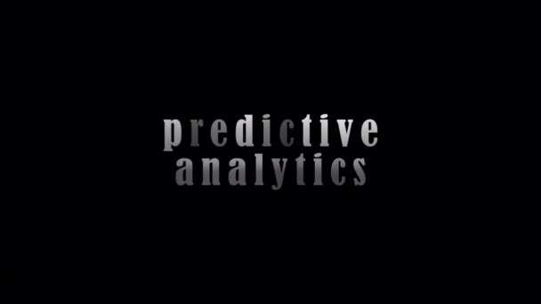 Predictive Analytics Zilveren Tekst Met Effect Animatie Zwarte Abstracte Achtergrond — Stockvideo