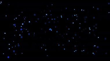Abstract loop blue bokeh particles glow floating on black background 4K 3D seamless looping blue bokeh particles dust fly in the air. 