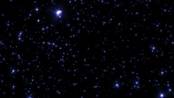 Pętla Świecące Niebieskie Cząstki Gwiazd Spadające Dół Animacji Czarnym Abstrakcyjnym — Wideo stockowe