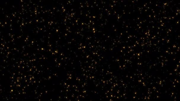 Nahtlose Schleife Aus Goldglänzenden Sternen Animation Auf Schwarzem Hintergrund Grafische — Stockvideo