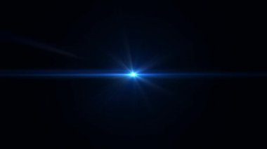 Soyut döngü merkezi yanıp sönen mavi parlayan optik ışık merceği siyah arkaplanda ışıldıyor. 4K kusursuz döngü dinamik kinetik parlak yıldız ışığı etkisi. 