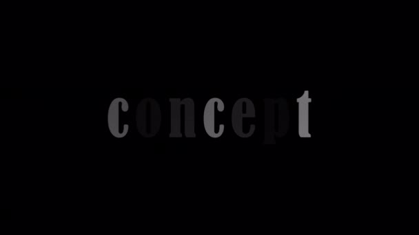 Concept Silver Text Med Effekt Animation Svart Abstrakt Bakgrund Främja — Stockvideo