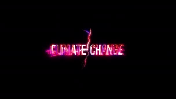 Klimatförändring Glöd Rosa Neon Text Blixt Glitch Effekt Sci Futuristiska — Stockvideo