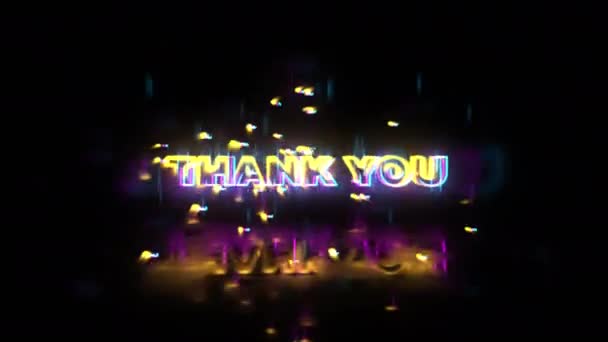 Tack Färgglada Glitch Texteffekt Cinematic Trailer Titel Bakgrund Med Digital — Stockvideo