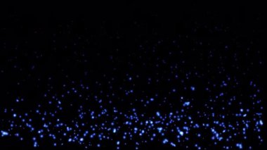 Soyut arka plan parlak mavi parçacıklar siyah arkaplanda yüzerler. Reklam kavramını tanıt QuickTime Alpha Channel proress 444 kullanarak izole et. Kış tatili konsepti, Mutlu Noeller, yeni yıl, düğün, kutlama,