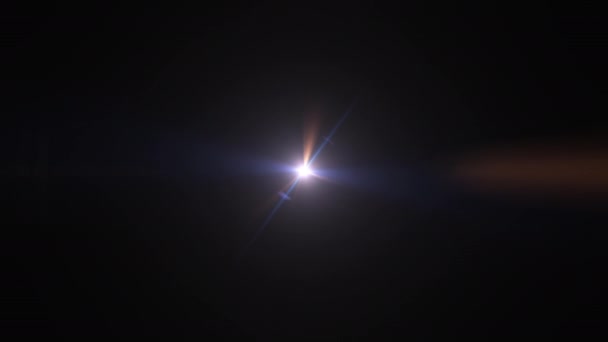 摘要在黑色背景上 环形中心发光多彩星光学透镜闪烁着发光的光动画 4K动态明亮的星光效应 — 图库视频影像