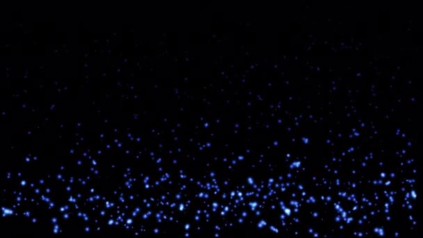 Fond Abstrait Particules Bleu Lueur Flottent Sur Fond Noir Promouvoir — Video