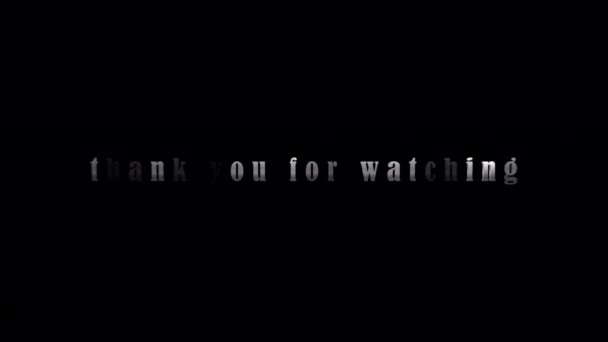 Thank You Watching Silver Text Effect Animation Black Abstract Background — Stock Video