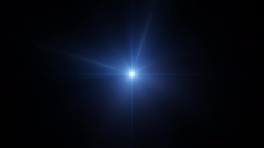 Soyut döngü merkezi yanıp sönen mavi parlayan optik ışık merceği siyah arkaplanda ışıldıyor. 4K kusursuz döngü dinamik kinetik parlak yıldız ışığı etkisi. 