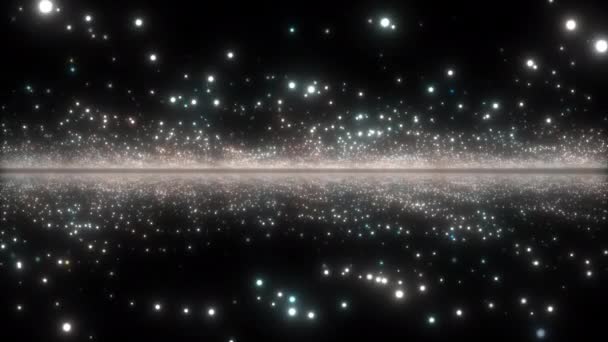 Loop Glöd Vita Stjärnor Partiklar Flyttar Animation För Teknik Svart — Stockvideo