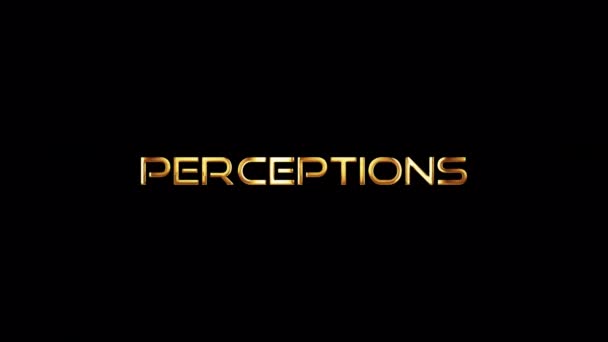 Loop Perceptions Goldtext Shine Loop Light Motion Filmtitel Auf Schwarzem — Stockvideo