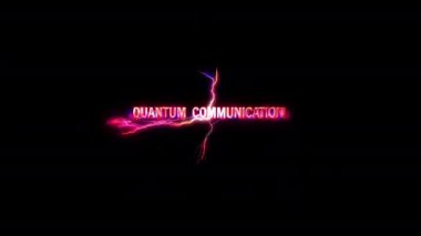 Kuantum İletişim Pembe Neon metin hatası bilim kurgu fütüristik Hitech sinemasal başlık soyut arkaplan.