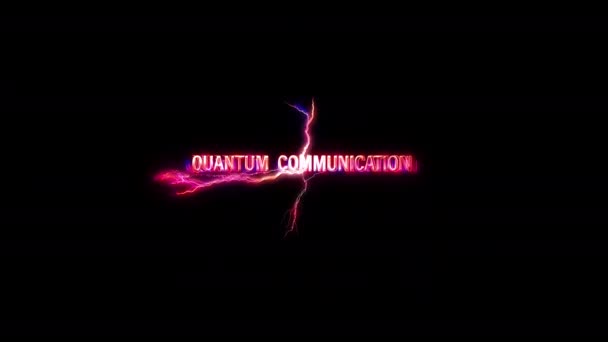Quantum Kommunikáció Világít Rózsaszín Neon Szöveg Villám Hiba Hatása Sci — Stock videók